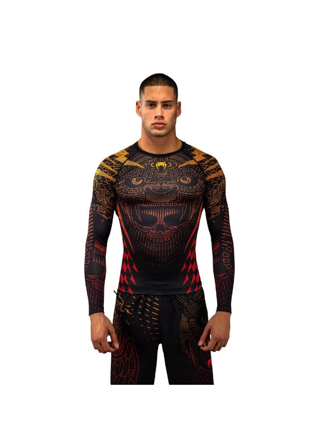 VENUM قميص راشغارد طويل الأكمام من فينوم كويتزال فيوري باللون الأسود/الأحمر القوي/البرتقالي - Image 1